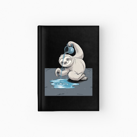 Aquarius Zodiac Sloth Pouring Water with Charm Hardcover Journal