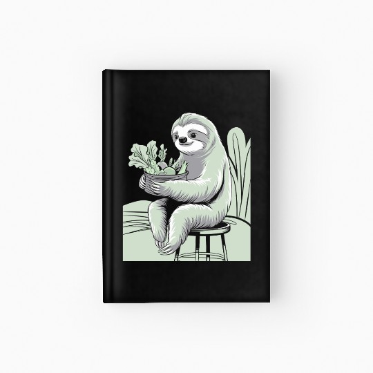 Cute Sloth Hugging Plants Vegan Vegetarian Hardcover Journal