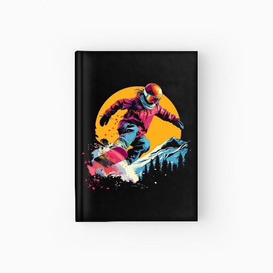 Snowboarder Synthwave Hardcover Journal