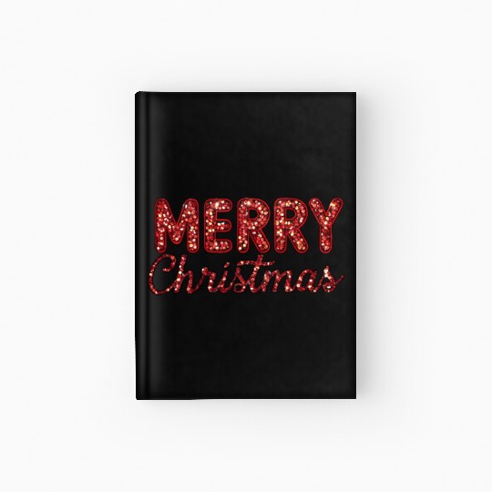 Merry Christmas Sequin Red Sparkle Design Xmas Hardcover Journal