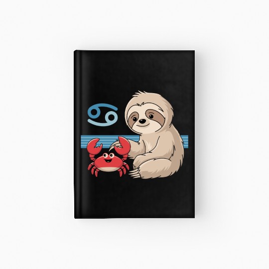Cancer Zodiac Sloth with Adorable Crab Hardcover Journal