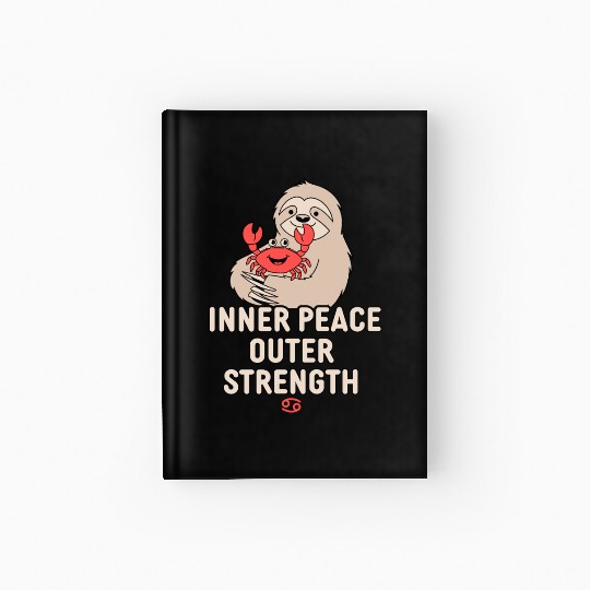 Cancer Zodiac Sloth Inner Peace Outer Strength Hardcover Journal