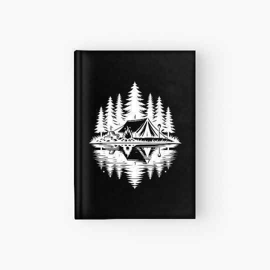 Camping In The Forest By A Natural Lake Hardcover Journal