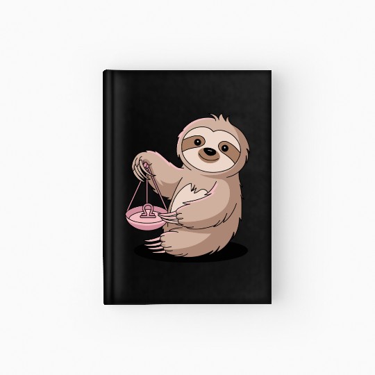 Charming Libra Zodiac Sloth With Balance Hardcover Journal