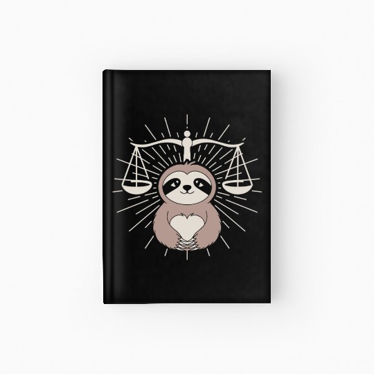 Charming Libra Zodiac Sloth Embrace Hardcover Journal