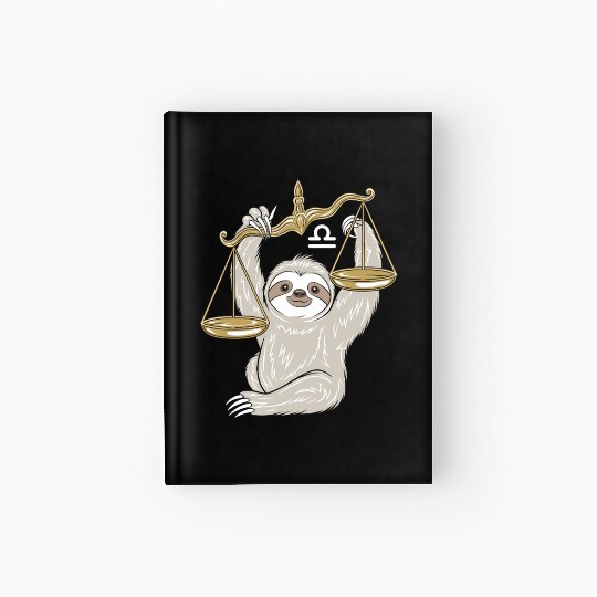 Charming Libra Zodiac Sloth Balancing Serenity Hardcover Journal