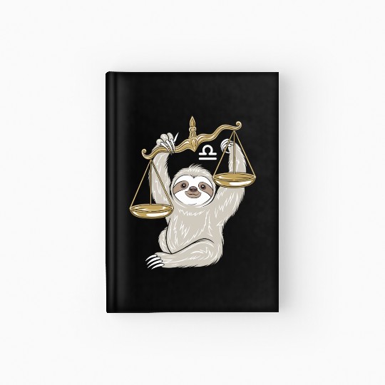 Charming Libra Zodiac Sloth Balancing Serenity Hardcover Journal
