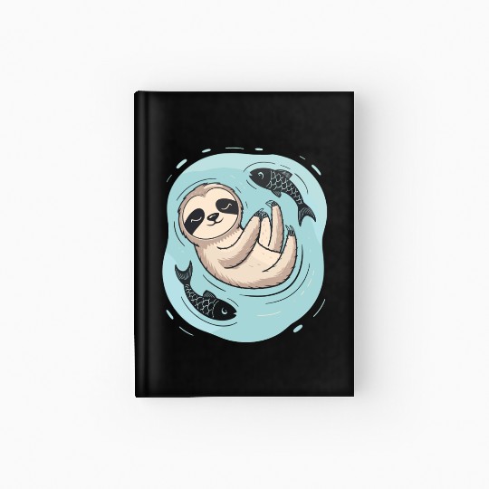 Pisces Zodiac Sloth Relaxing with Fish Dreams Hardcover Journal