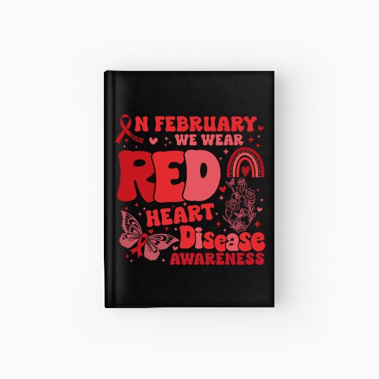 In February We Wear Red Rainbow CHD Awareness Hardcover Journal