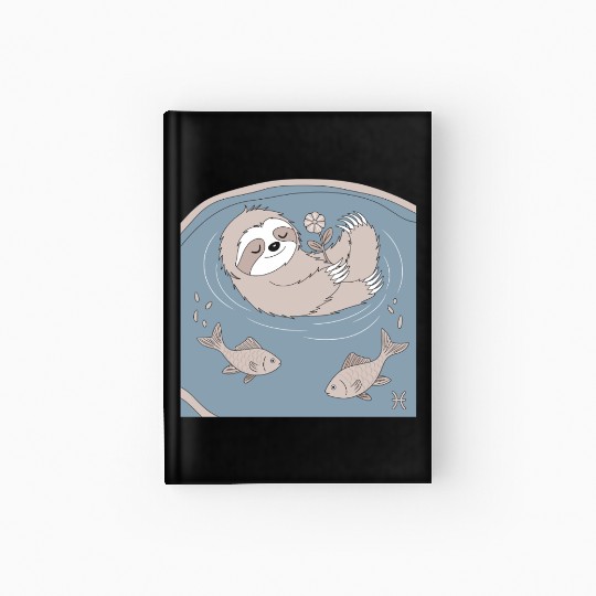 Relaxing Pisces Zodiac Sloth Embracing Serenity Hardcover Journal