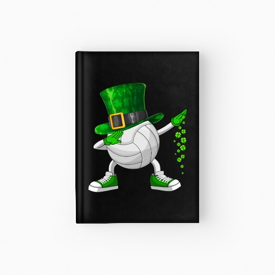 Funny Dabbing Shamrock Volleyball St Patrick's Day Hardcover Journal