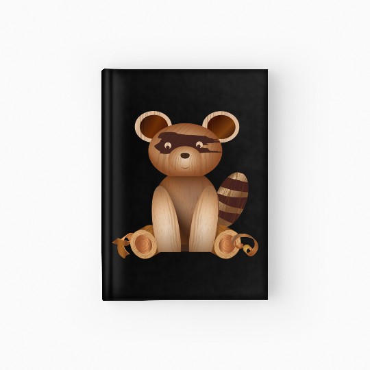 Illustration in wood look - raccoon figure Hardcover Journal