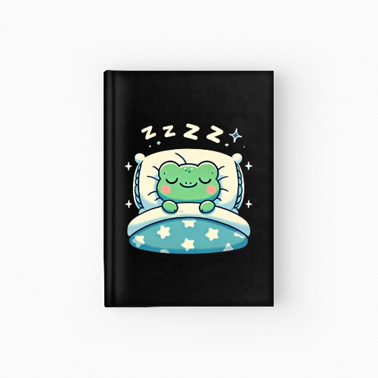 Frog Sleeping In Bed At Night Time Hardcover Journal