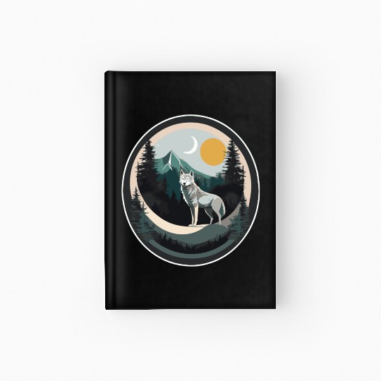 Lone Wolf Under Moonlit Sky Hardcover Journal