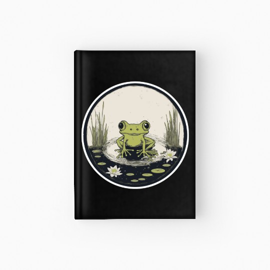 Serene Frog in a Tranquil Pond Hardcover Journal