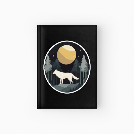 Lone Wolf Under Moonlit Sky Hardcover Journal