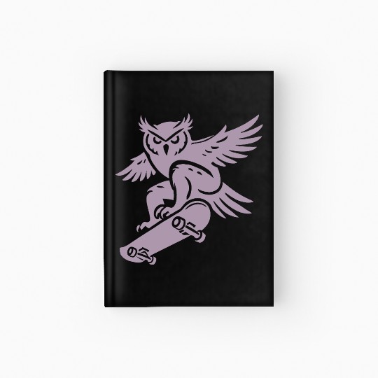 Snow Owl Skateboard Silhouette Minimalist Style Hardcover Journal