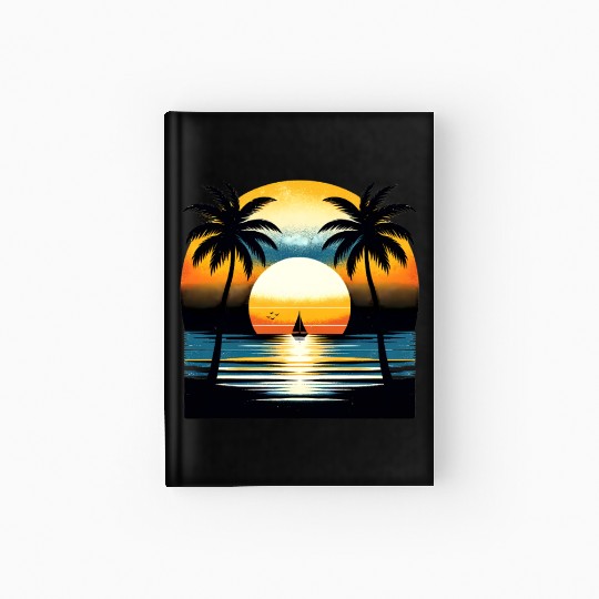 Beautiful Tropical Sunset with Palm Trees Hardcover Journal
