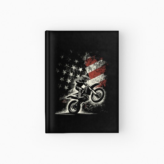 Vintage Patriotic Dirt Bike Motocross USA American Hardcover Journal