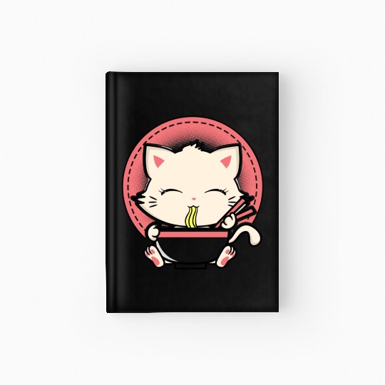 Cat Ramen Japanese Funny Graphic Tees Kawaii Hardcover Journal
