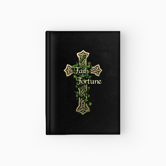 Celtic Cross Faith & Fortune Shamrock Design Hardcover Journal