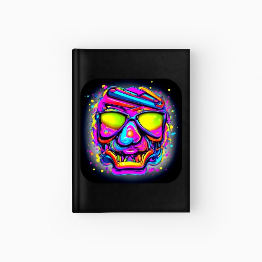 Neon Style Skull Rave Party Glow Hardcover Journal