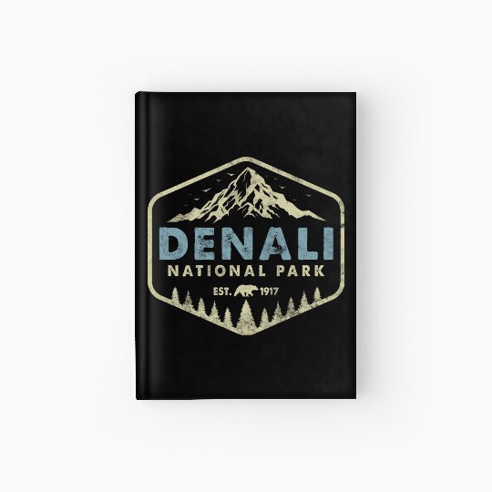Retro Denali National Park Mountains Nature Hiking Hardcover Journal
