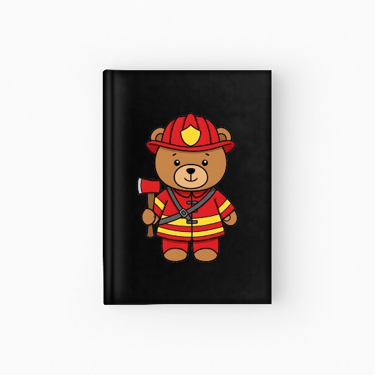 Teddy bear firefighter Hardcover Journal