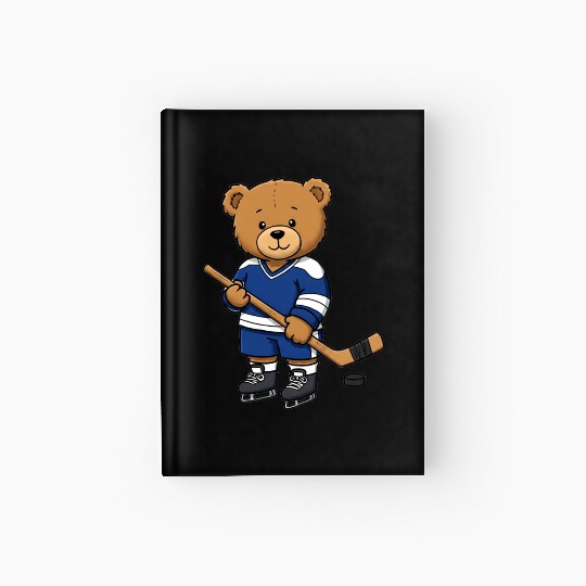 Teddy bear ice hockey player Hardcover Journal