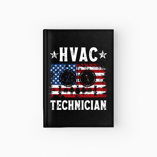 HVAC Technician Patriotic US American Flag Hardcover Journal
