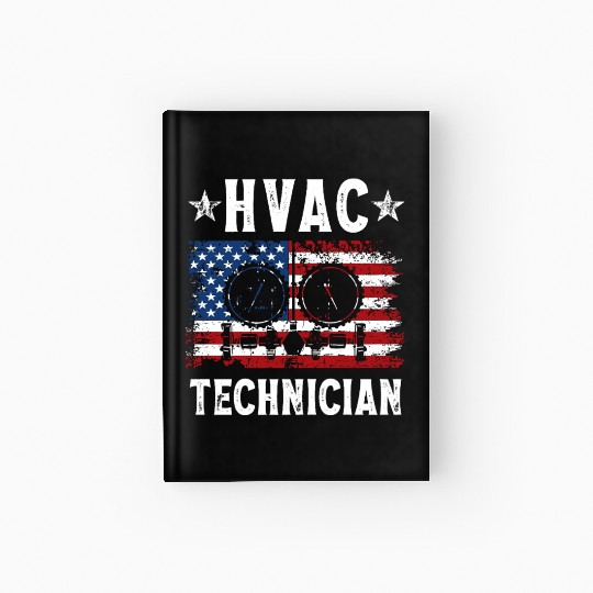 HVAC Technician Patriotic US American Flag Hardcover Journal