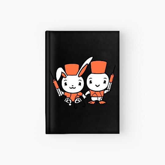 Rabbit Bird Chick Doctor Syringe Team 2 Friends Hardcover Journal