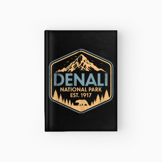 Retro Denali National Park Mountains Nature Hardcover Journal