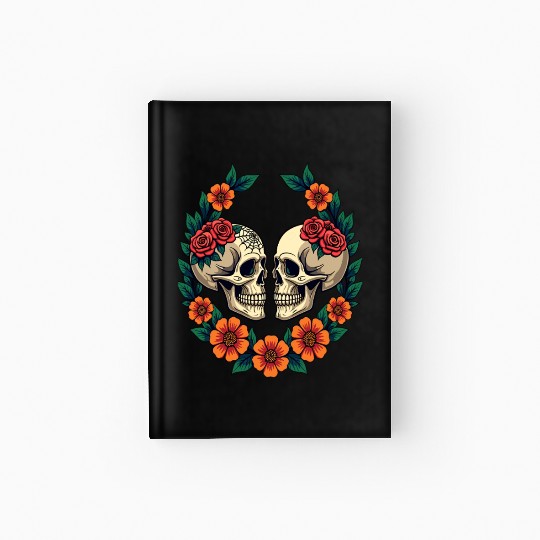 Skulls & Flowers Dark Aesthetic Floral Hardcover Journal