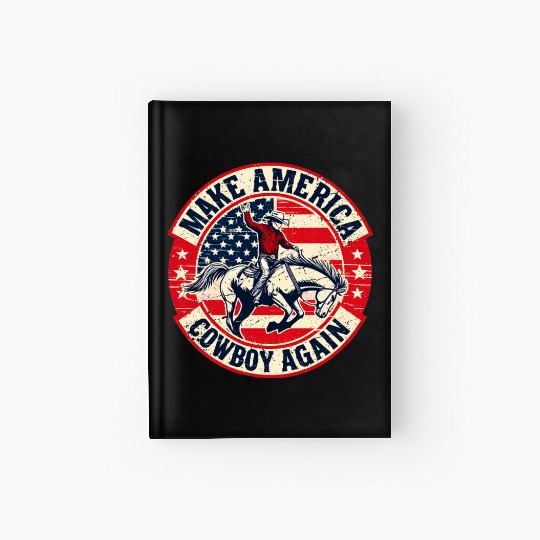 Vintage Western Rodeo USA Flag Make America Cowboy Hardcover Journal