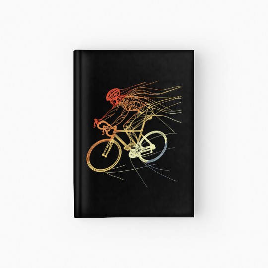 Cycling Girl Drawing Vintage Hardcover Journal