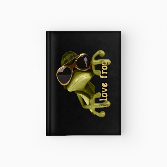 i love frog funny frog design Hardcover Journal