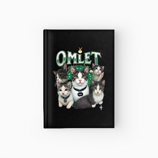 Vintage 90s Aesthetic Multi-Cat Graphic Hardcover Journal