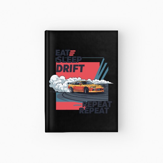 Eat Sleep Drift Repeat Hardcover Journal – Neon JDM Car Raci
