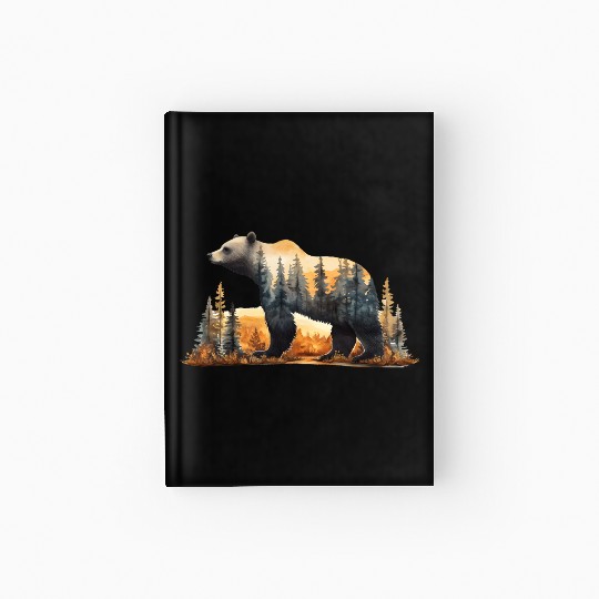 Grizzly Bear Watercolor Illustration Hardcover Journal