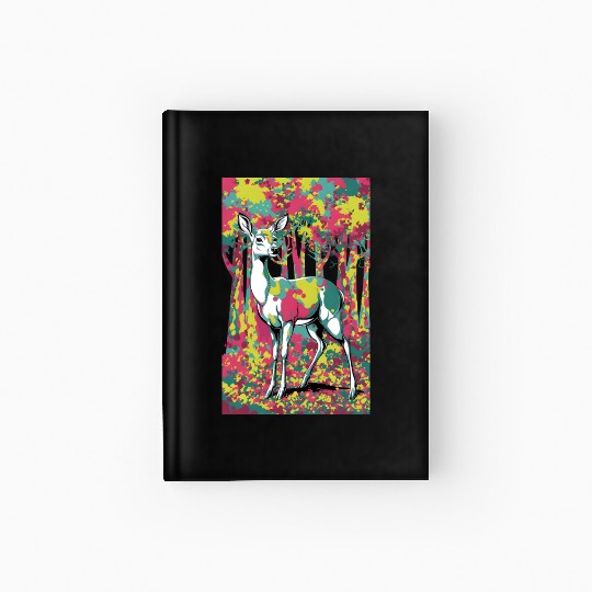 Trippy camouflage deer in the forest Hardcover Journal
