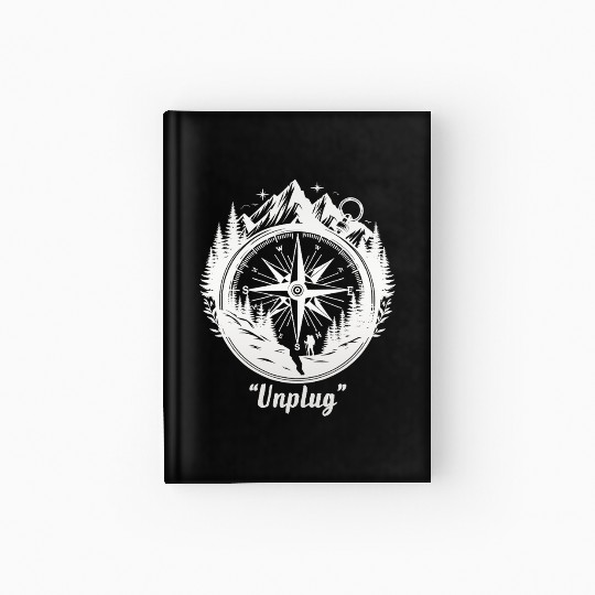 Compass Mountains Hiker, Unplug Nature Adventure Hardcover Journal