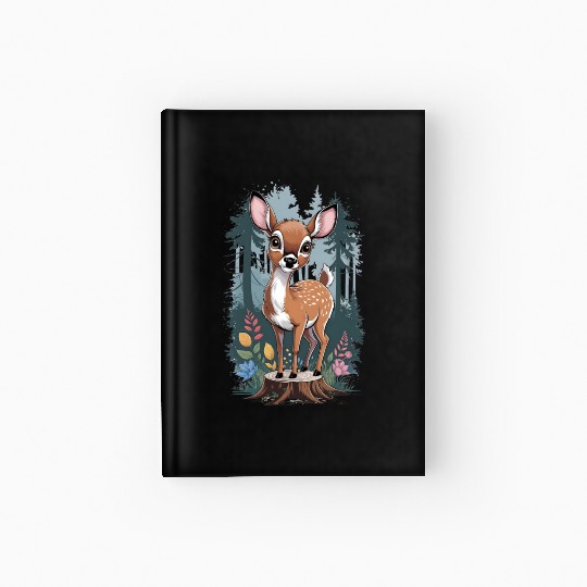 Cute baby deer in the forest 2 Hardcover Journal