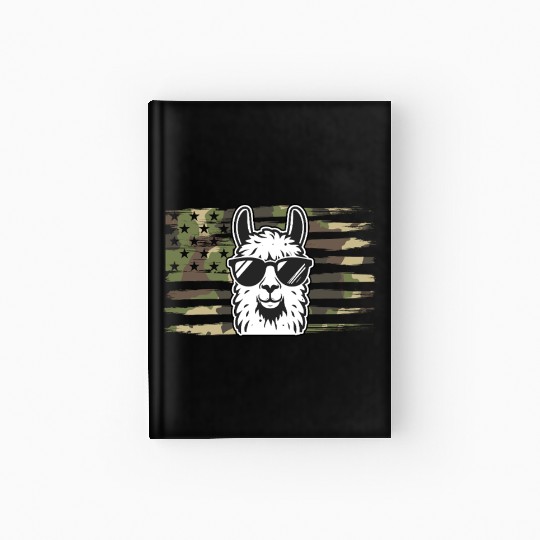 Llama Camouflage US Flag Llama Hardcover Journal