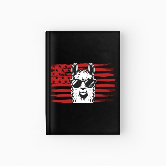 Llama US Flag Llama Alpaca Hardcover Journal
