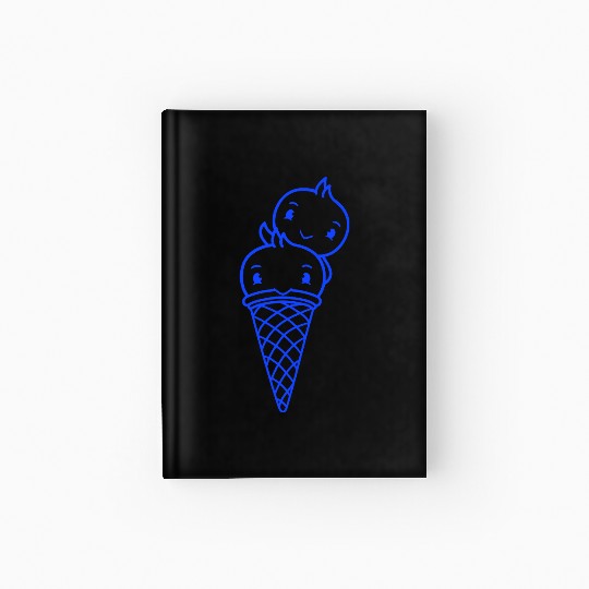 Two Birds Ice Cream Waffle Scoops Greeting Waving Hardcover Journal