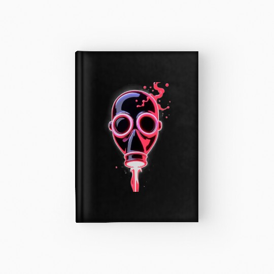 Neon Cyberpunk Gas Mask – Glowing Apocalypse Art Hardcover Journal