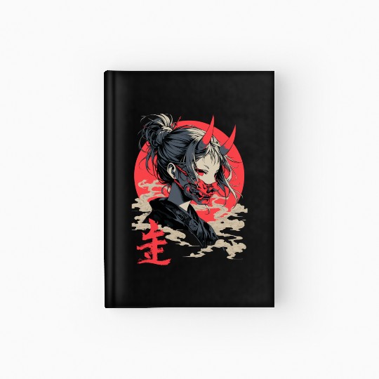 Beautiful Japanese Demon Anime Girl Waifu Geisha Hardcover Journal