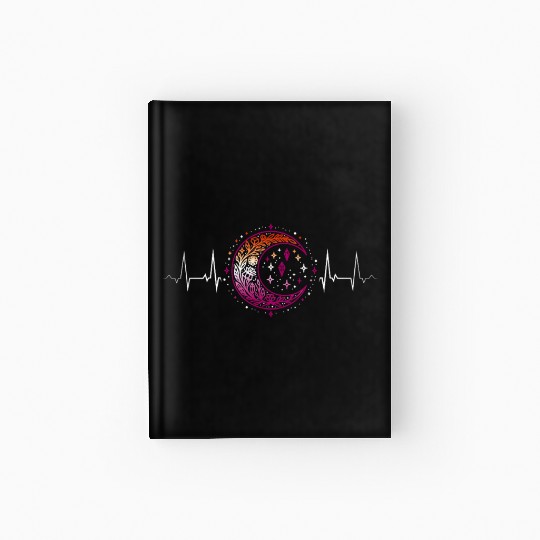 Lesbian Heartbeat Celestial Moon Pride Aesthetic Hardcover Journal