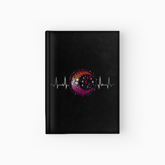 Lesbian Heartbeat Celestial Moon Pride Aesthetic Hardcover Journal